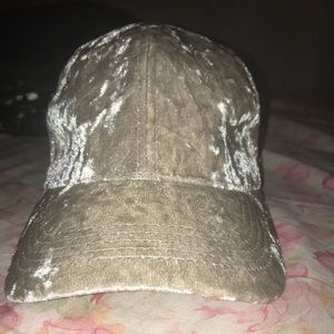 Crushed Velvet Cream Baseball Hat